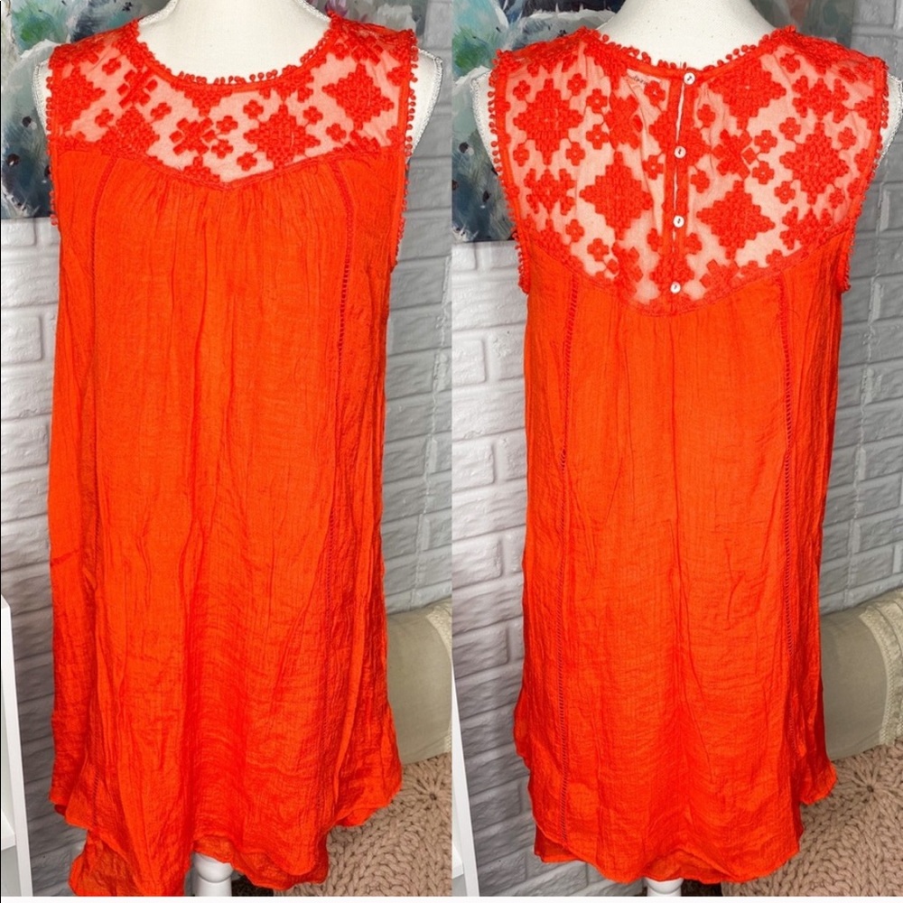 Johnpaulrichard Red Lace Dress Size Small